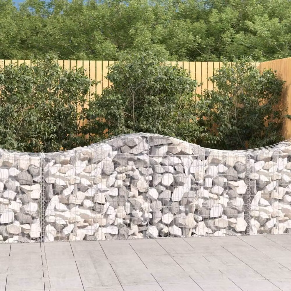 Berkfield Home Arched Gabion Baskets, 18 Piece Set, Silver Galvanised Steel, W: 200 cm, D: 50 cm, H: 80/100 cm – 2