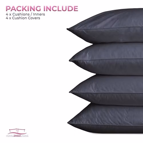 Snug City Waterproof Outdoor Garden Patio Cushion Set, Pack of 4, Dark Grey, W/D/H: 60 x 60 x 60 cm – 7