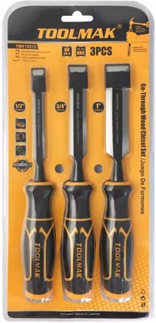 Toolmak Black Wood Chisel Set, Pack of 3