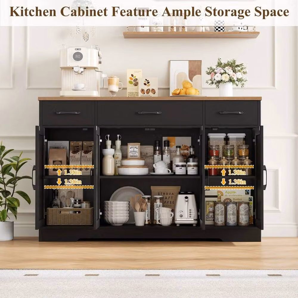 PAWNORA Antique Black Sideboard Storage Cabinet – 4