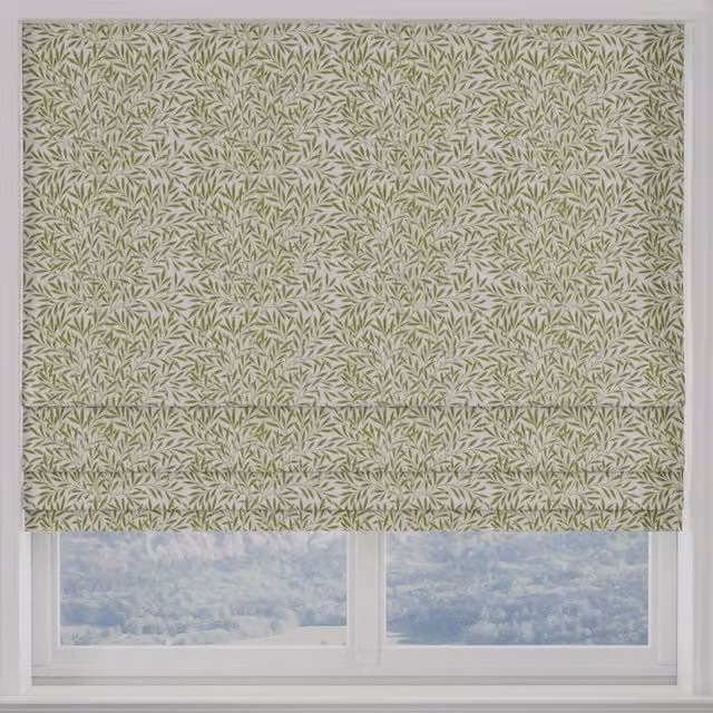Terrys Heritage Salix Blackout Roman Blind in Green Floral Design