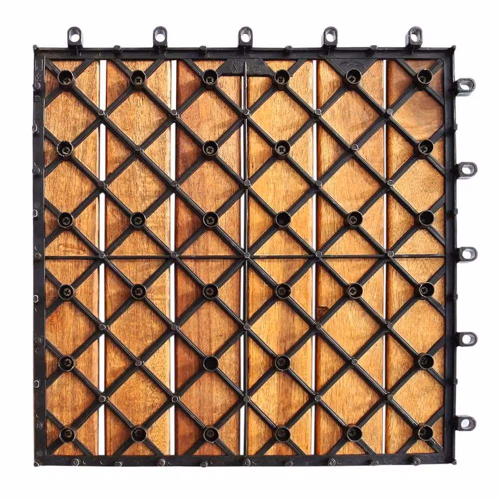 Jardi Brown Wooden Decking Tiles with Click System – 4
