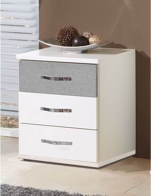 Tjs Duo Modern Bedside Table in White and Grey