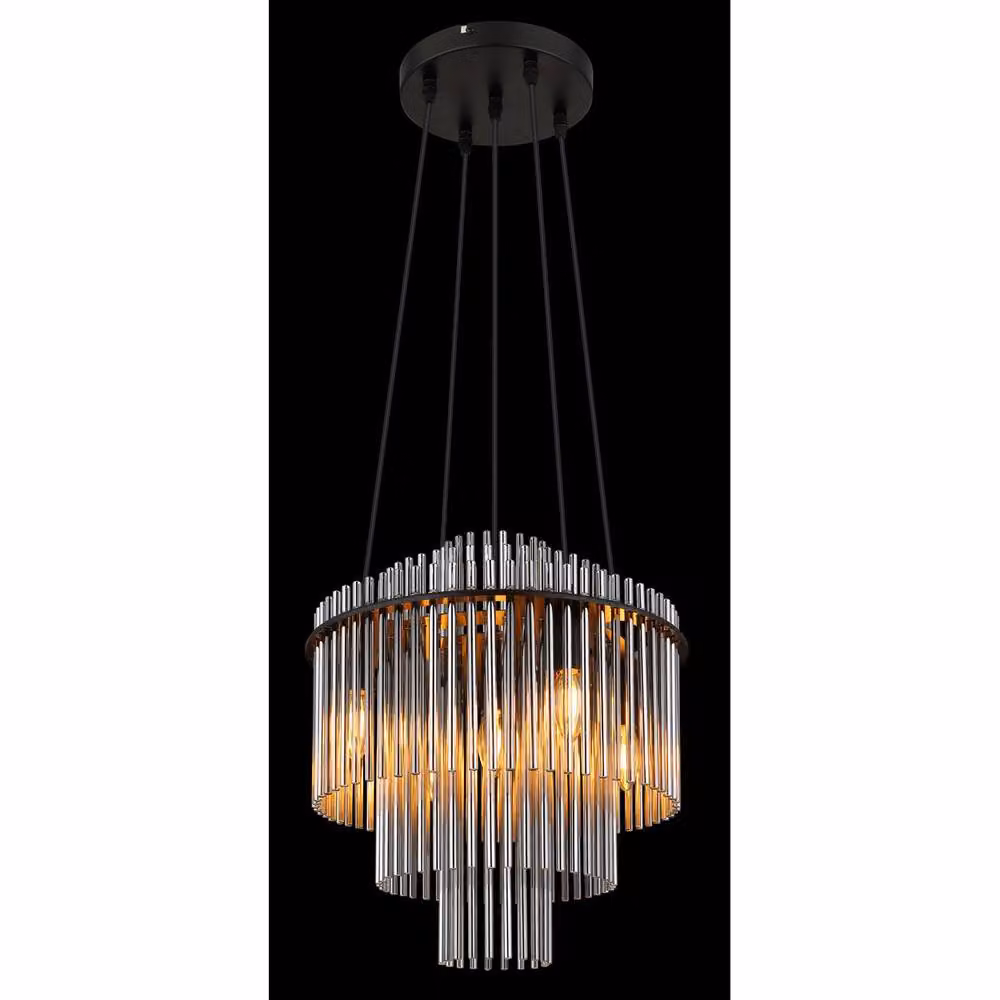 Globo Lighting Modern Round Pendant Lamp with Smoke Glass and Black Metal, W/D/H: 40 x 40 x 40 cm – 5