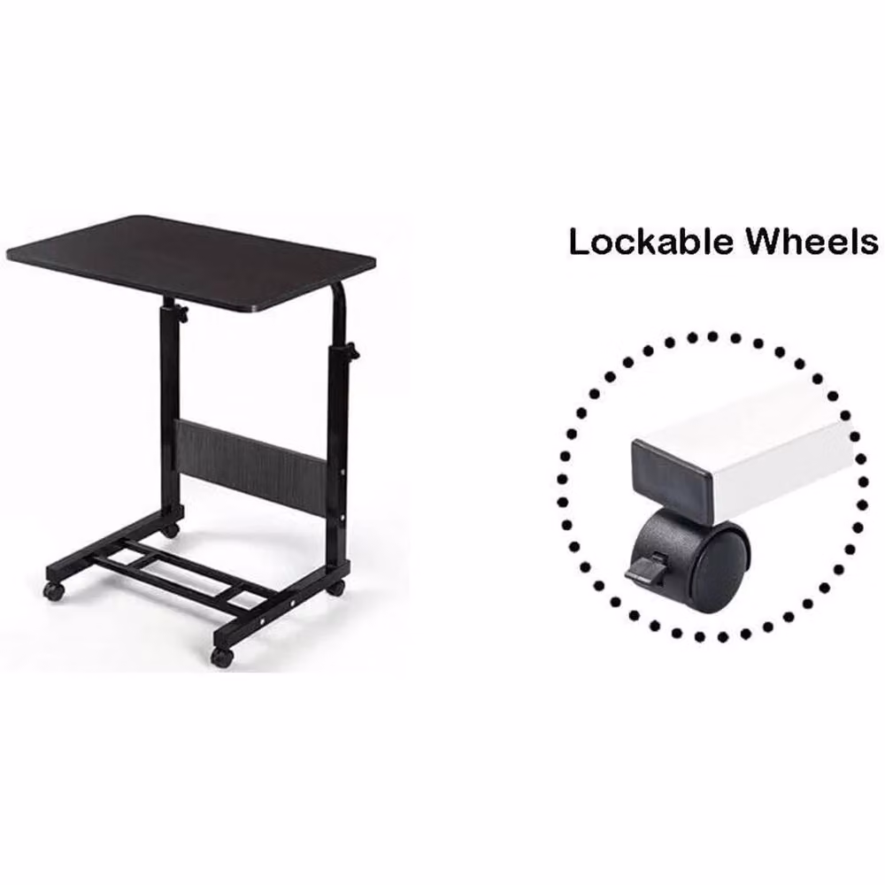 Nordara Adjustable Laptop Table with Wheels, Black Portable Standing Desk Cart, W/D/H: 100 x 100 x 88 cm – 4