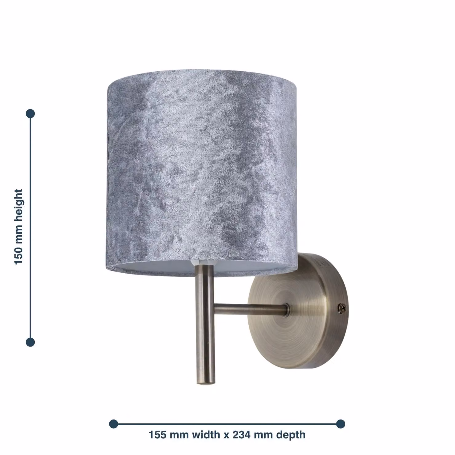 First Choice Lighting Brea Antique Brass Wall Light with Grey Fabric Shade – 3