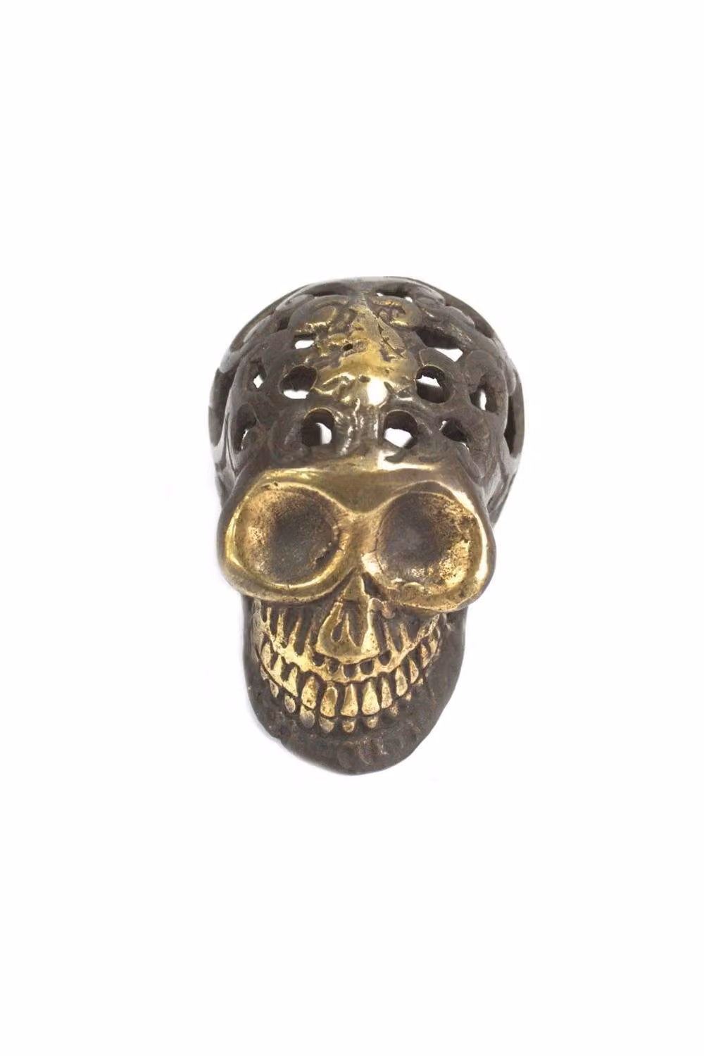 KDMD Vintage Brass Skull Ornament in Gold – 2