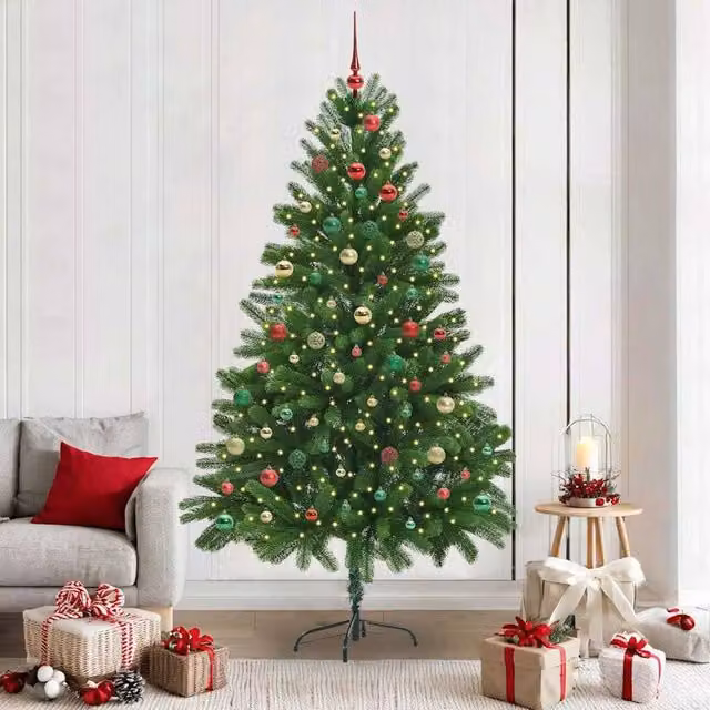 Berkfield Home Green Christmas Tree with 300 LEDs and Stand, Height: 210 cm – 1