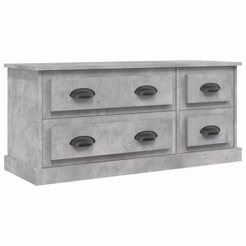 vidaXL Modern TV Cabinet and Media Unit in Concrete Grey Engineered Wood with Drawer, W/D/H: 100 x 35.5 x 45 cm