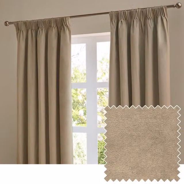 Furn Mocha Brown Velvet Blackout Curtains with Pencil Pleat Tape