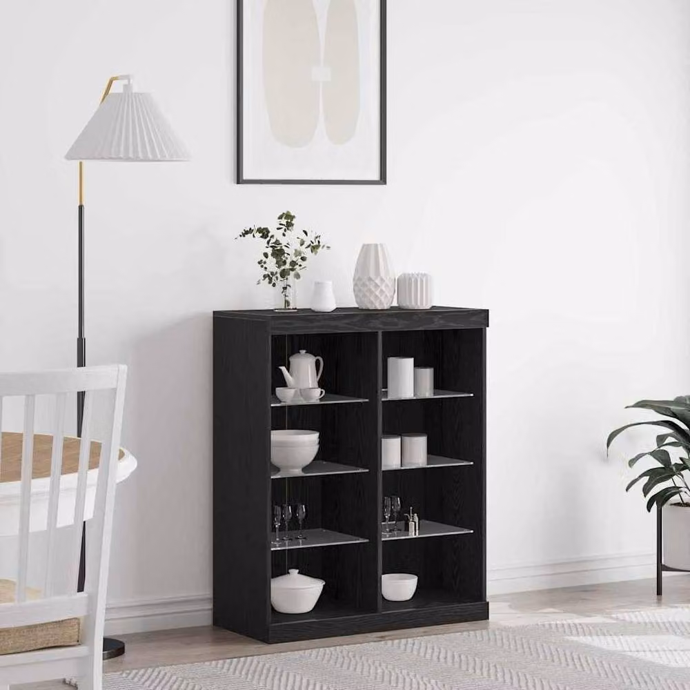 Berkfield Home Modern Black Oak Sideboard with Integrated LED Lighting W/D/H: 41 x 37 x 100 cm – 2