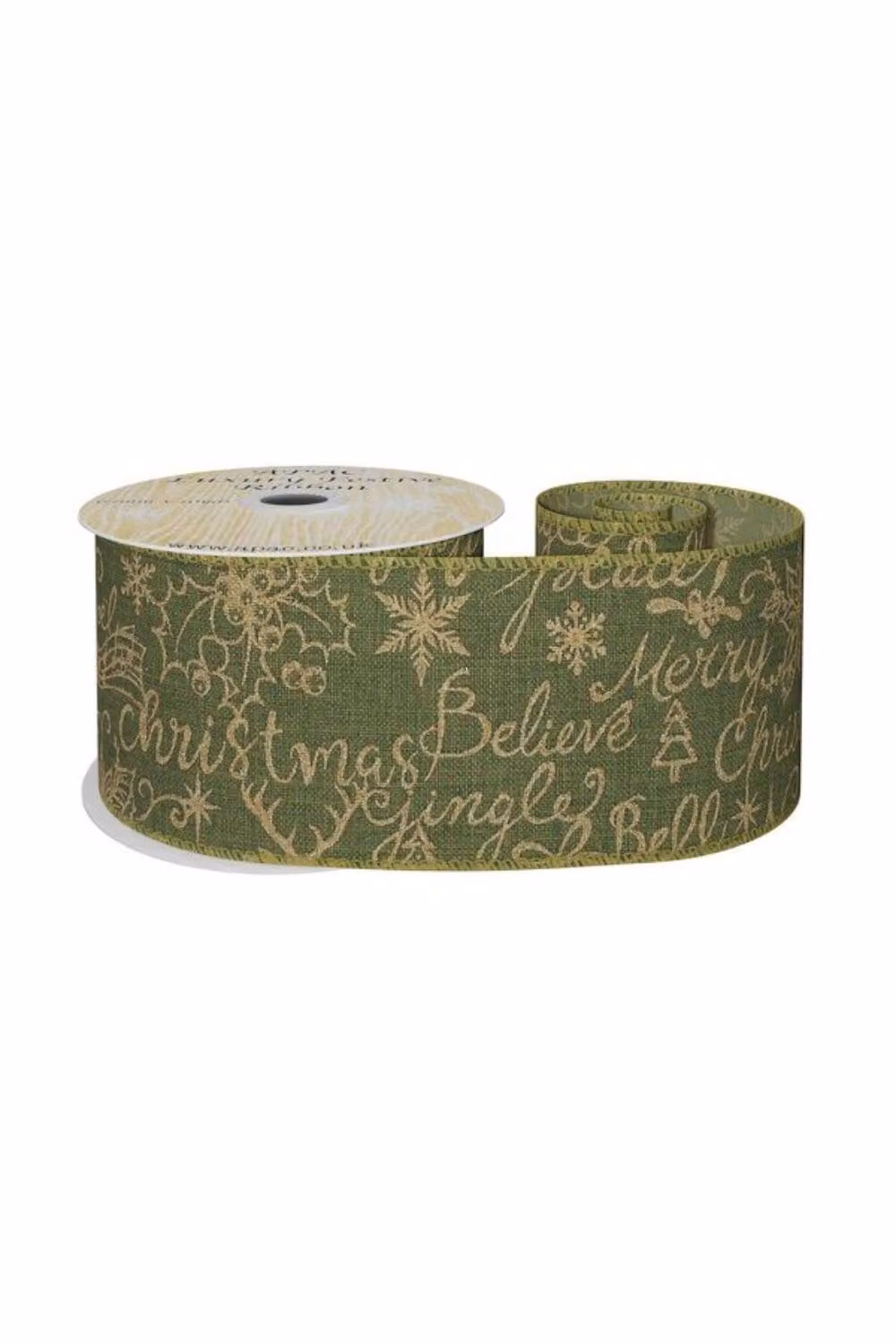 KDMD Green Textile Ribbon with Gold Glitter Text, Width: 6.3 cm, Length: 9.14 m – 2