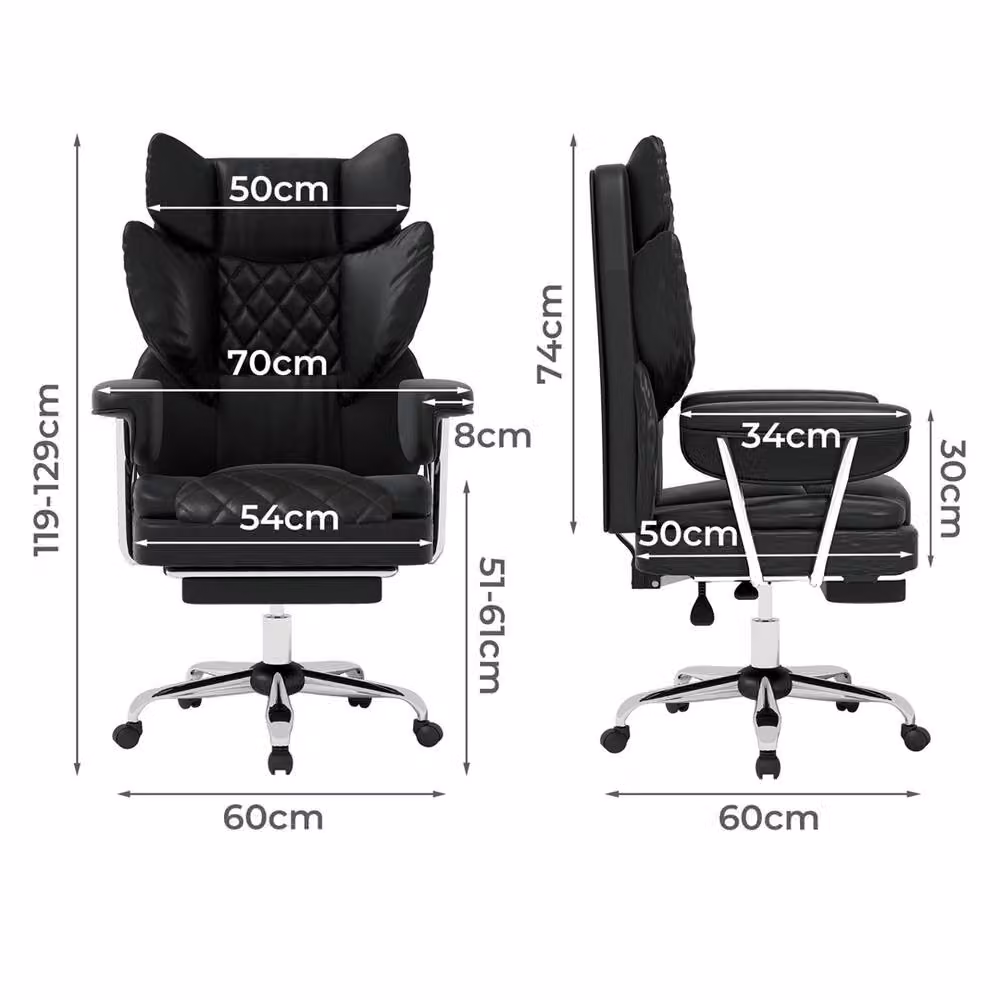 Nordara Black Synthetic Leather Ergonomic Big and Tall Office Desk Chair with Headrest and Armrests – 2