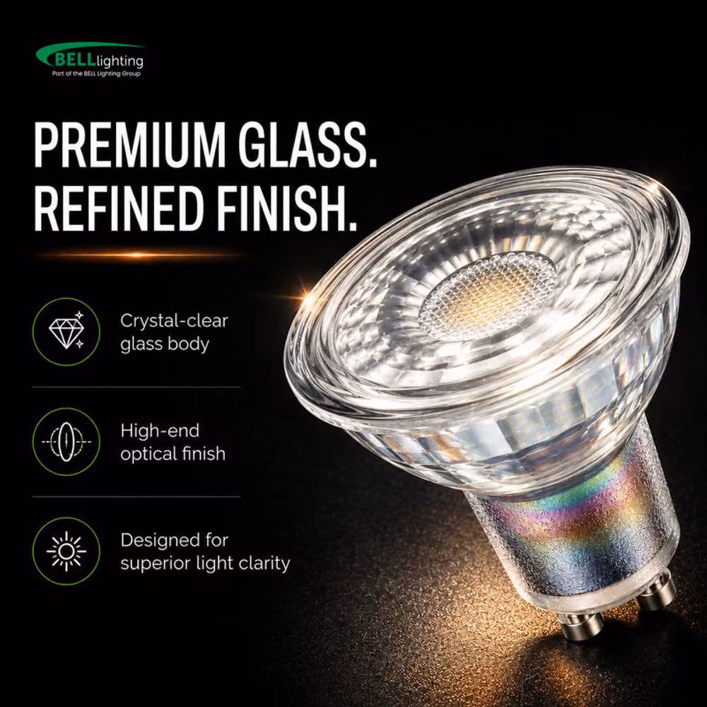 BELL Lighting GU10 Premium LED Glass Spotlights, Cool White, Pack of 5 – 2