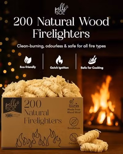 Pelle & Sol Natural Wood Firelighters, 200 Pack, Brown – 2
