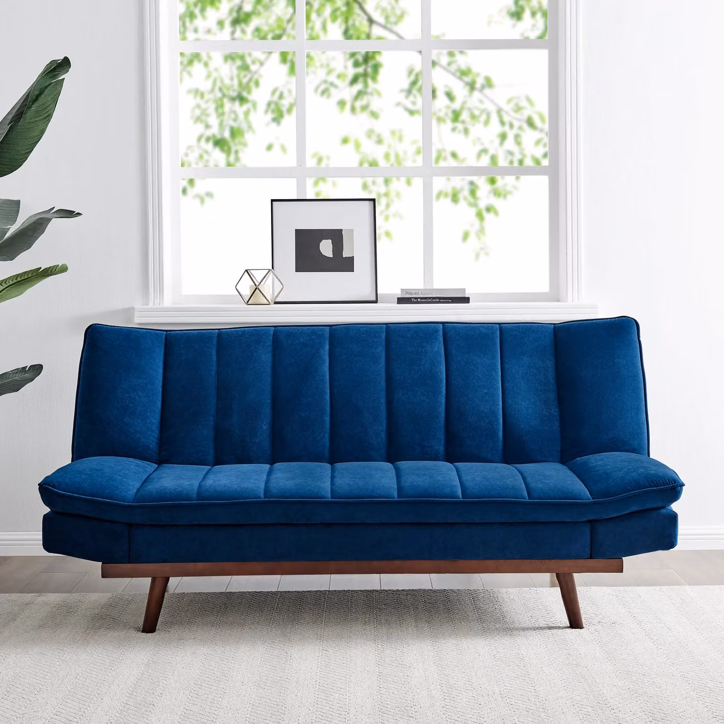 Bravich LTD Mondaine 3 Seater Click Clack Sofa Bed in Navy Blue Velvet – 2