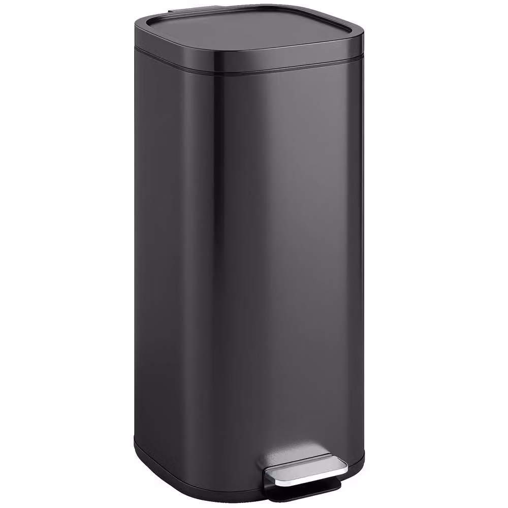 HOMCOM 30L Black Pedal Kitchen Bin with Soft-Close Lid and Removable Inner Bucket – 2