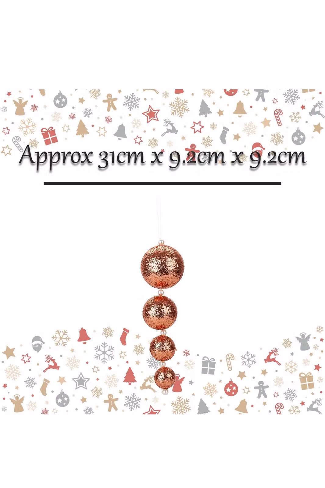 VFM e-Store Set of 4 Gold Round Hanging Christmas Bauble Ornaments, 31 cm – 2
