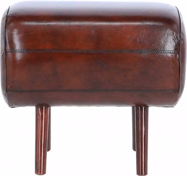 LF 171 Pommel Horse Stool in Chestnut Brown Real Leather and Ashwood