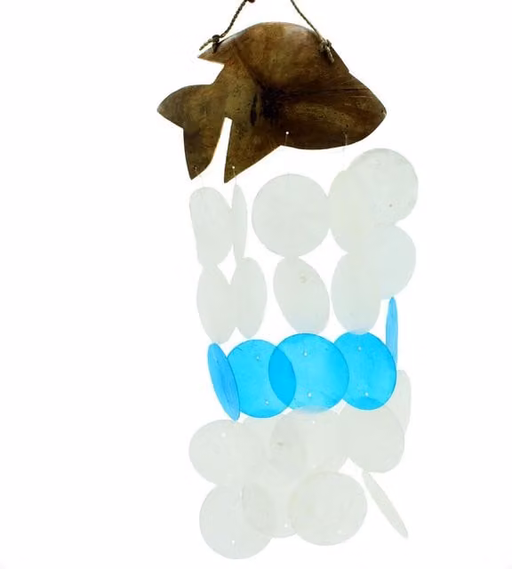 KDMK Blue Coconut Capiz Dolphin Windchimes, Height: 30 cm