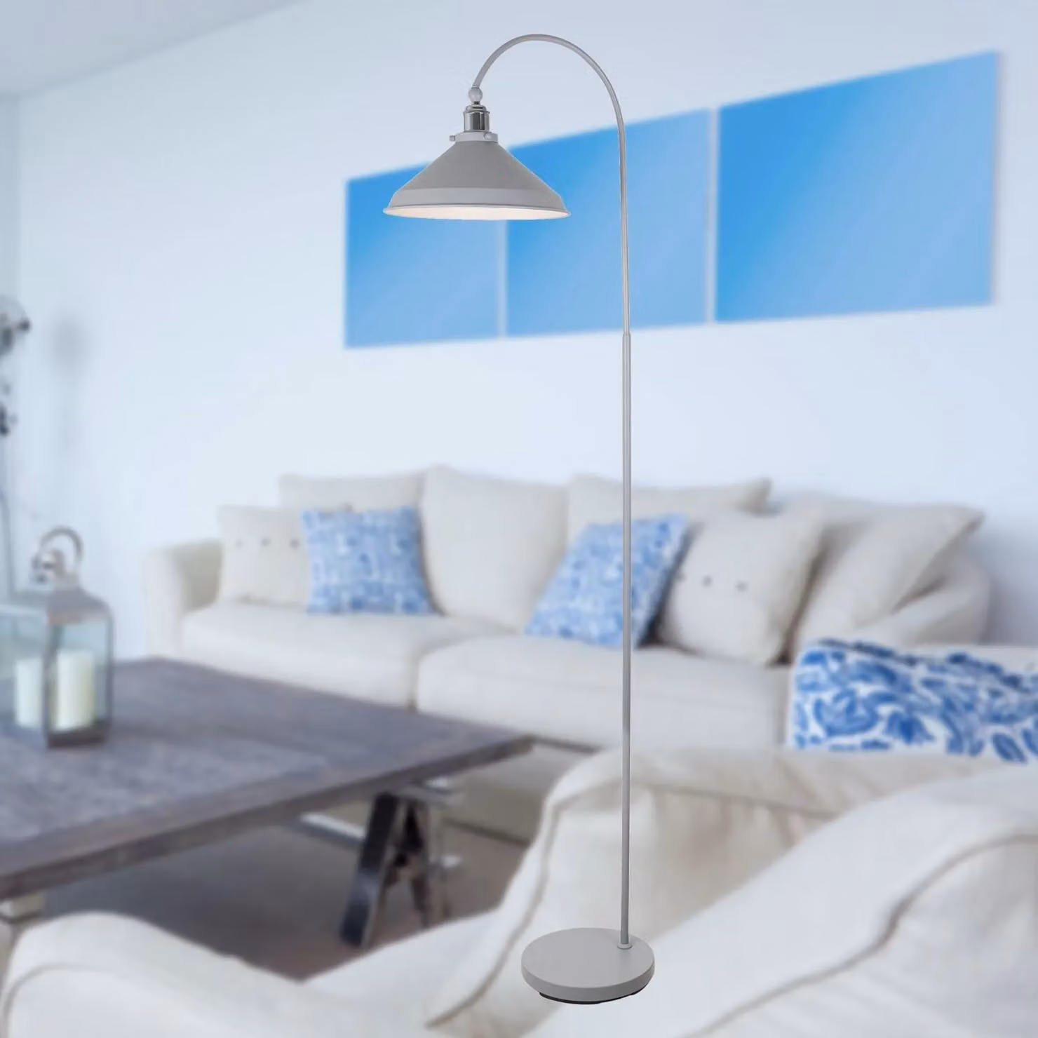 First Choice Lighting Maxwell Adjustable Floor Reading Lamp in Grey and Chrome – 2