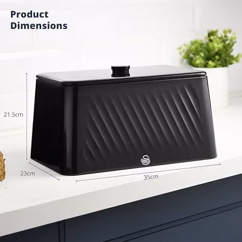 Swan Windsor 16L Metal Bread Bin in Black – 8