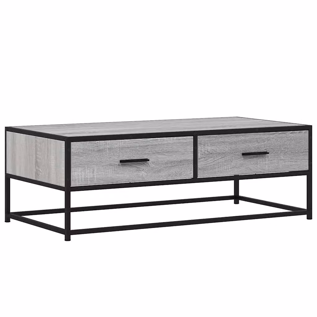 Berkfield Home Grey Sonoma Coffee Table in Engineered Wood and Metal, W: 100 cm, D: 50 cm, H: 35 cm – 2