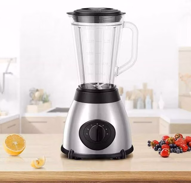 NESTLUNE 1200W Home Kitchen Blender with 5-Speed Dual Cup in Silver, W/D/H: 100 x 15 x 15 cm – 1