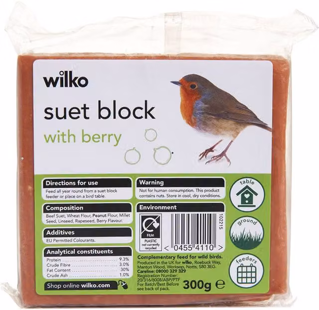 wilko Wild Bird Suet Blocks Berry Red