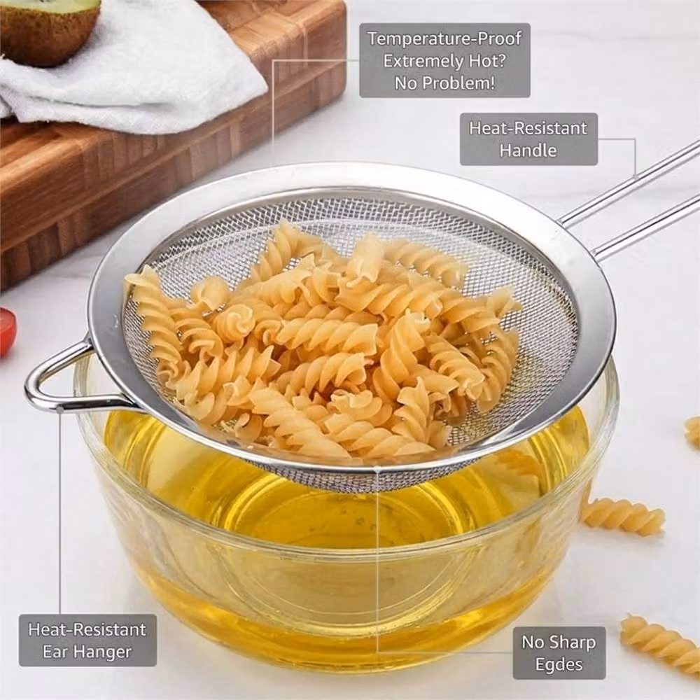 SPETLEK Stainless Steel Mesh Sieve Strainer, Round, Metallic Silver, Diameter: 8 cm and 12 cm – 2