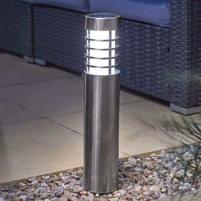 Marco Paul Orion Solar Powered Stainless Steel Bollard Stake Light in Silver