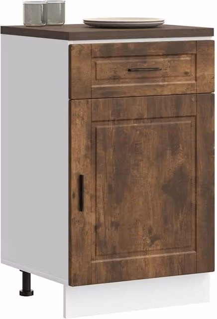 Berkfield Home Porto Smoked Oak Kitchen Base Cabinet in Brown