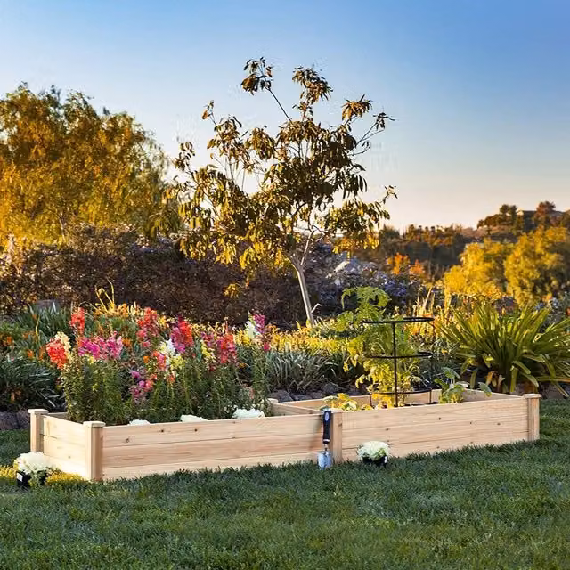 Livingandhome Rectangular Wooden Raised Garden Bed - Brown