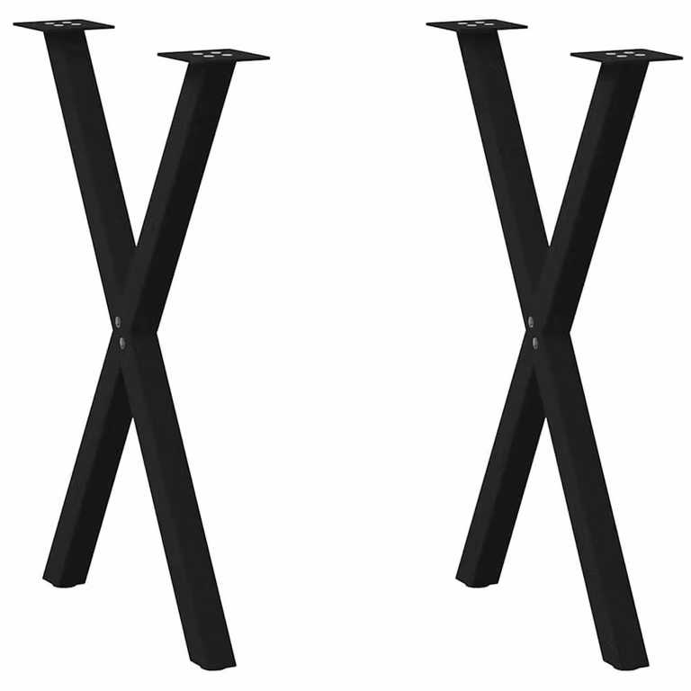 Berkfield Home X-Shaped Dining Table Legs, 2 Pieces, Black Steel, H: 72-73 cm, W: 50 cm