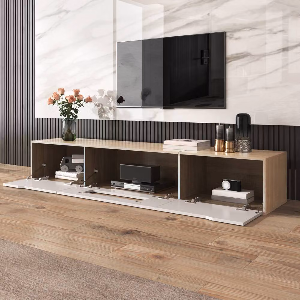 BTM Modern High Gloss TV Cabinet with Multicolour LED Lighting, W/D/H: 180 x 35 x 35 cm – 3