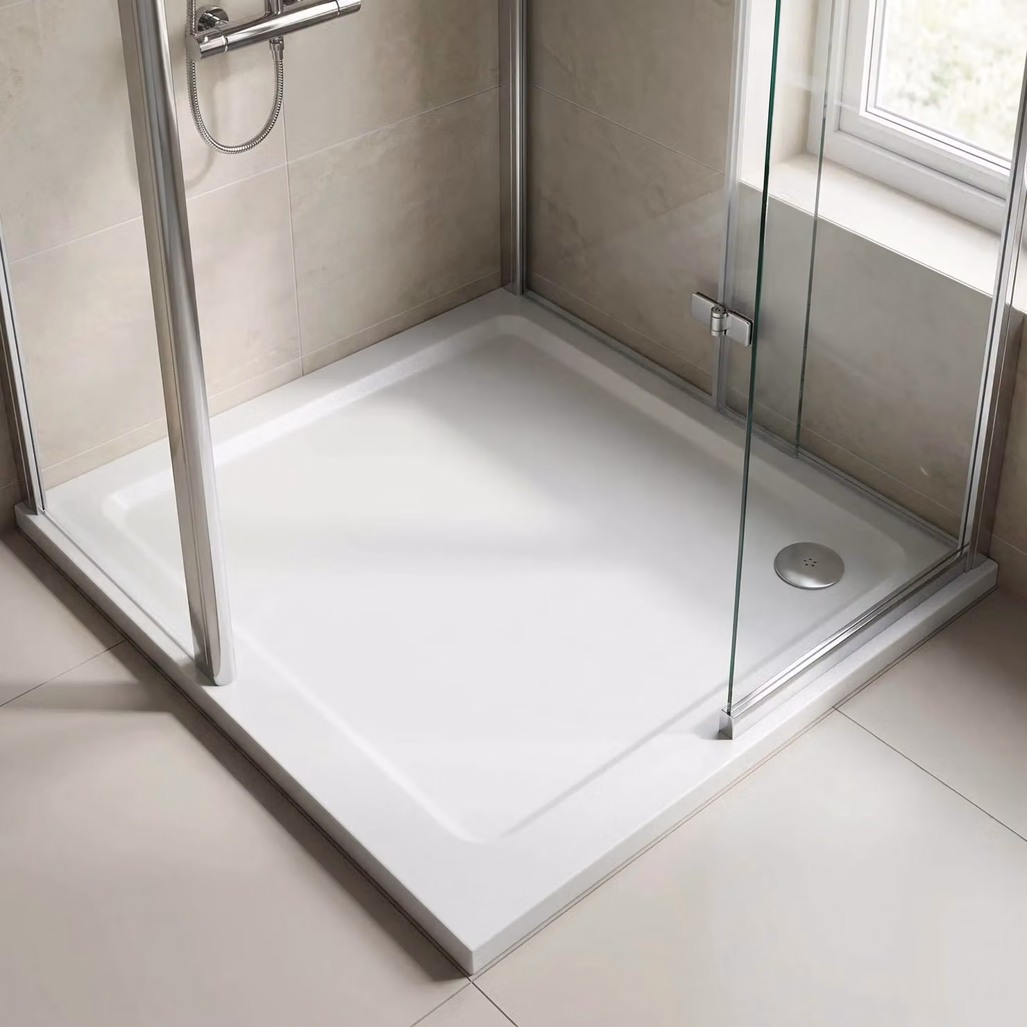 Balterley Premium Slip Resistant Square Shower Tray, White, 800 mm – 2