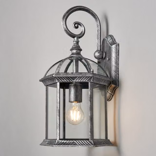 Litecraft Fitz Vintage Outdoor Wall Lantern Light in Silver