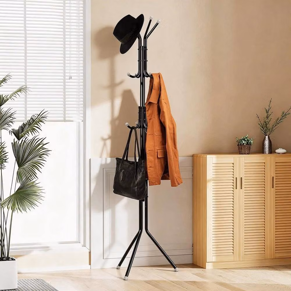 PAWNORA 12 Hook Metal Floor Standing Clothes Hanger Post Tree in Black – 5