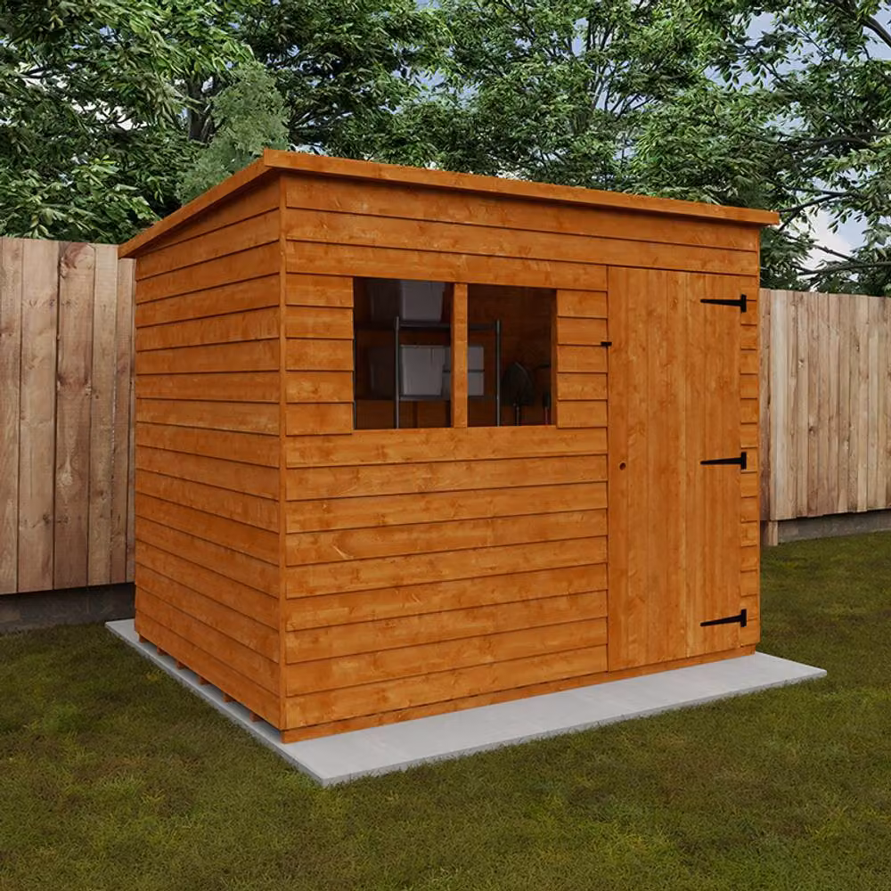 Buttercup Farm Budget Pent Wood Garden Shed in Orange with Single Door and Window, W: 243.86 cm, D: 182.88 cm, H: 175 cm – 3