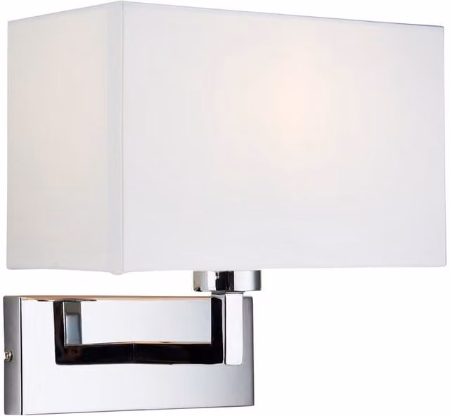 Endon Piccolo Modern Indoor Wall Light in Chrome and White Fabric with E27 Socket