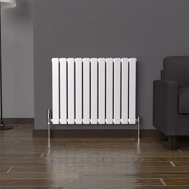 Lux Heat Flat White Horizontal Single Wall Mounted Radiator, White, W: 77 cm, H: 60 cm
