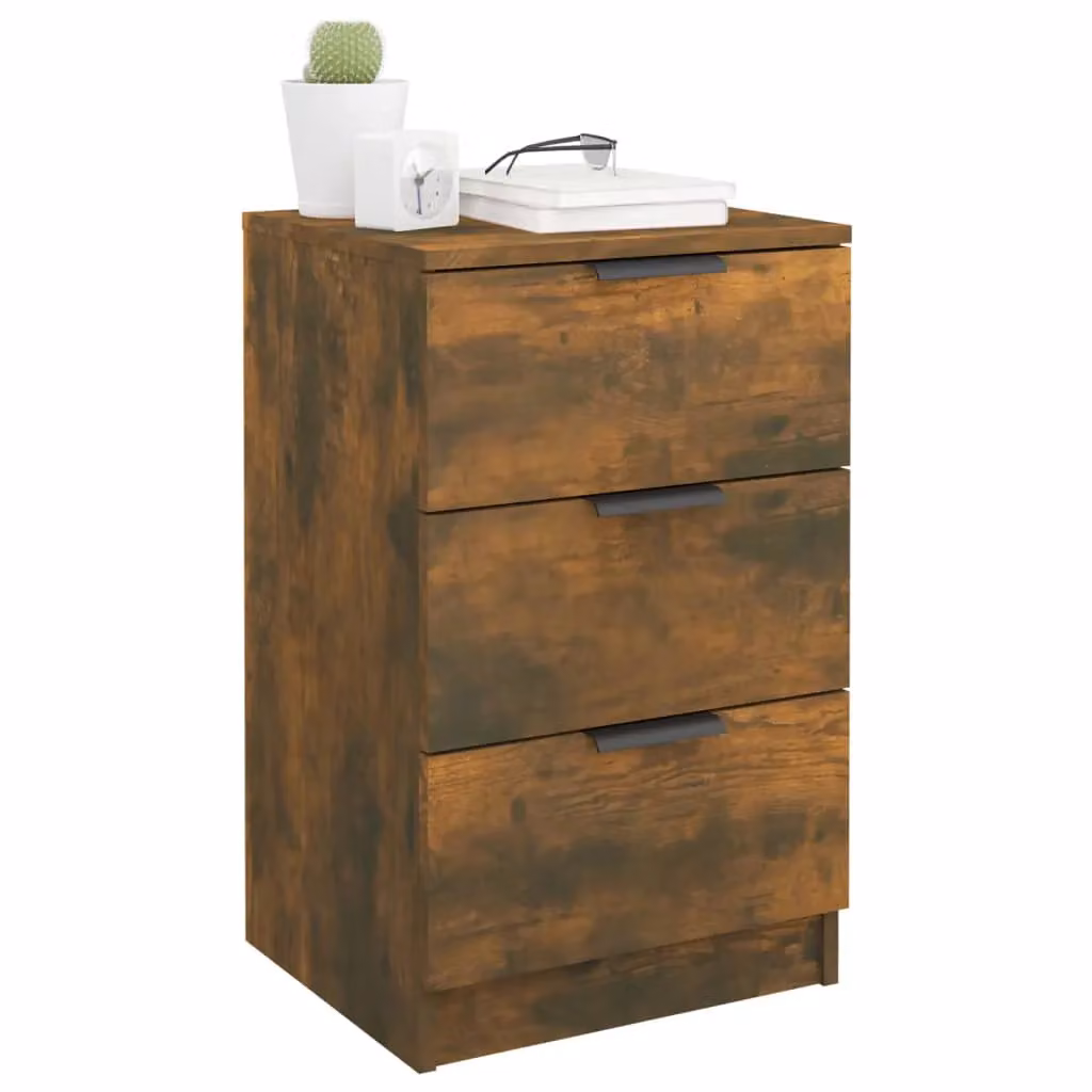 Berkfield Home Set of 2 Modern Smoked Oak Bedside Cabinets in Brown, W/D/H: 40 x 36 x 65 cm – 3