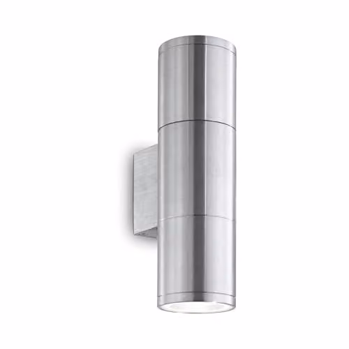 Ideal Lux Gun Ap2 Small Wall Applique, Set of 4, Black and Silver Metal and Glass Modern Cylinder Design