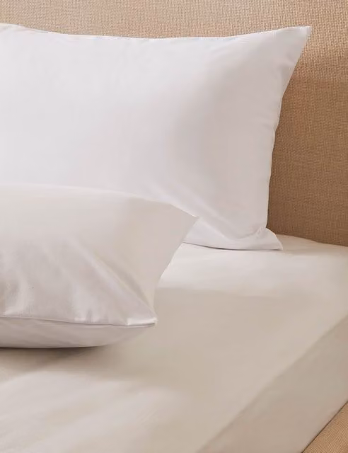 M&S 2 Pack White Pure Cotton Jersey Waterproof and Breathable Pillow Protectors