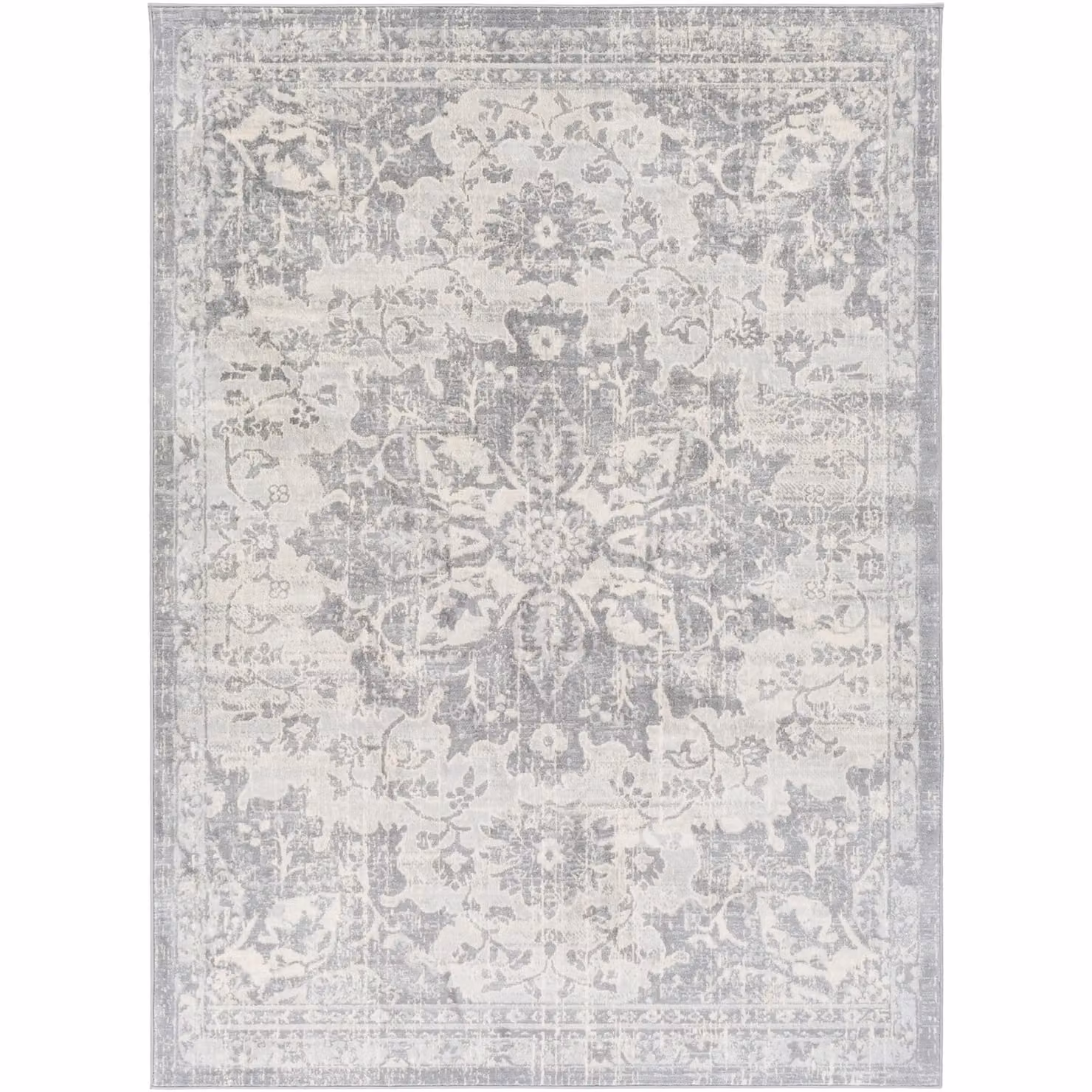 Livabliss Monaco Vintage Boho Rug in Grey, Ivory and Cream, W: 200 cm, D: 290 cm – 2