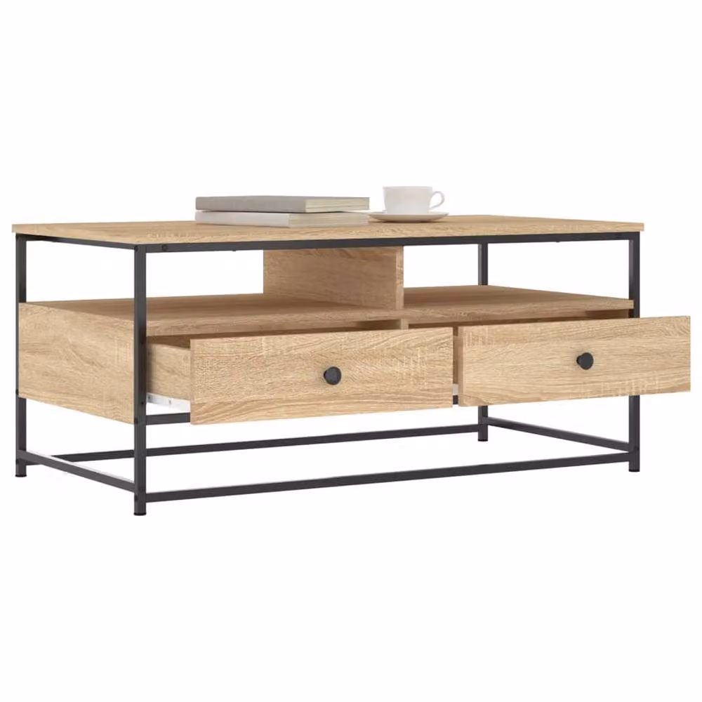 Berkfield Home Sonoma Oak Coffee Table in Light Brown, W/D/H: 100 x 51 x 45 cm – 3