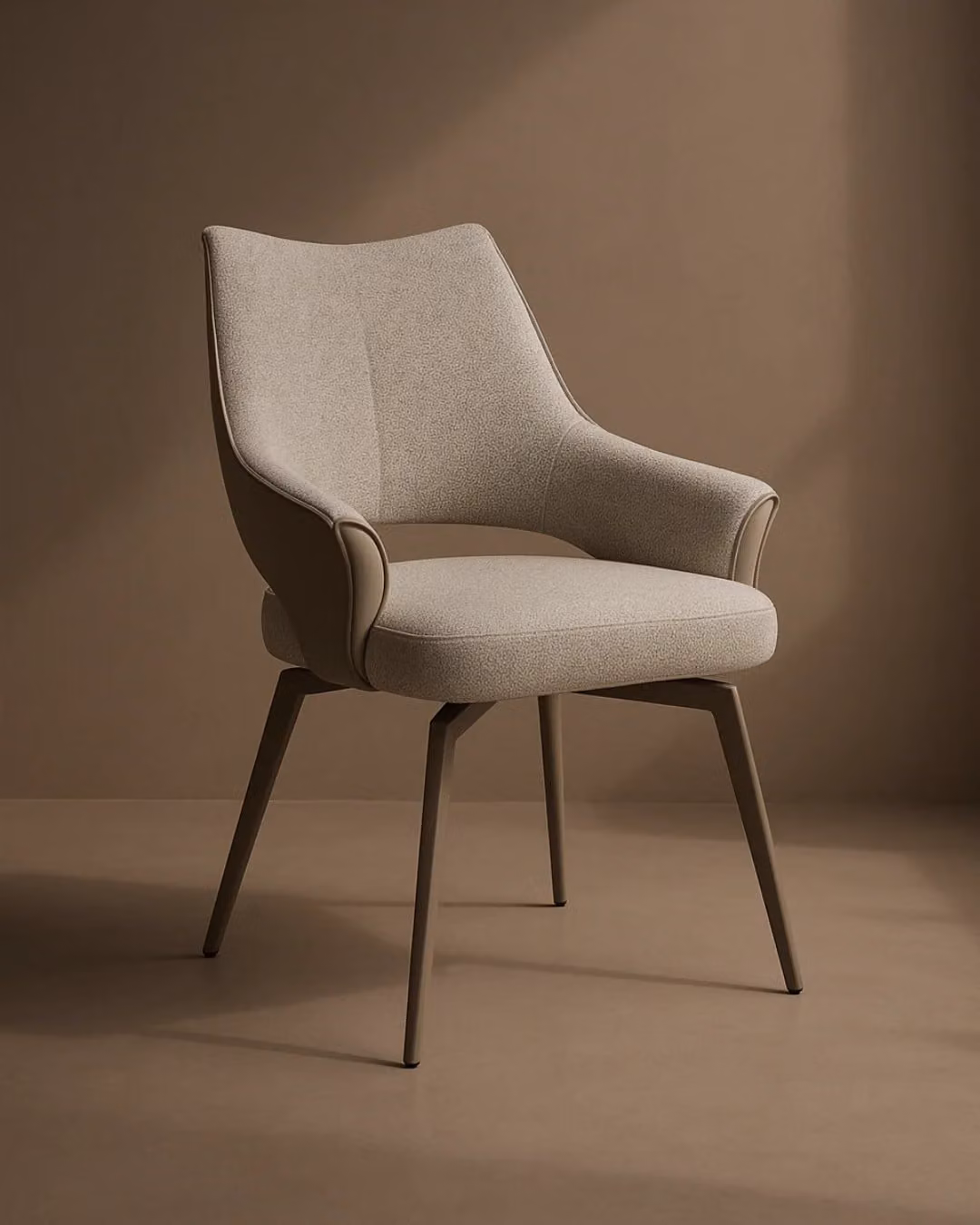 Tommy Franks Flores Swivel Chair in Beige Fabric with Armrests