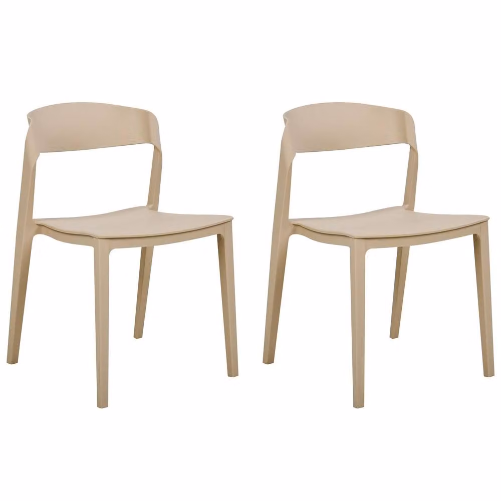Wyld and Coco Beige Stackable Armless Dining Chairs, Set of 2 – 2
