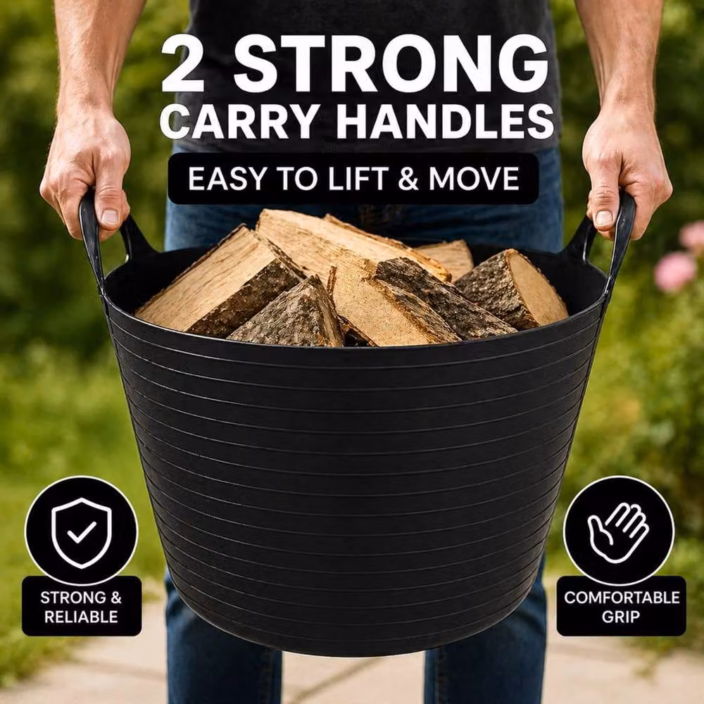 SPETLEK Black Flexible Plastic Garden Builders Bucket for Storage – 3