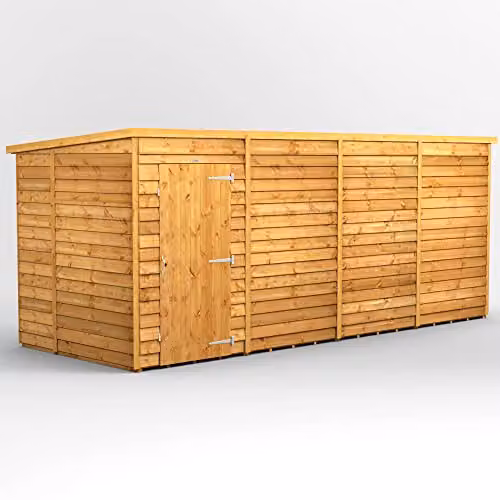 Powersheds Premium Pent Overlap Wooden Shed in Brown, Windowless, with 10 mm Extra Thick Timber, W: 190.81 cm, D: 202.82 cm, H: 190.81 cm